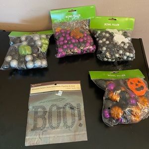 Halloween bowl fillers and “Boo” crystal stickers.